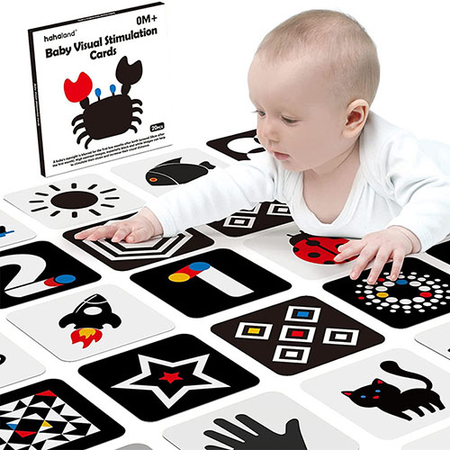 Visual Stimulation High Contrast Baby Flashcards Custom Black and White Flash Cards for Baby Educational 