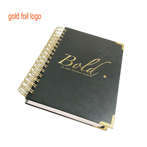 Gold Foil Logo Spiral Notebook Custom Journal Printing Weekly And Monthly Agenda Planner With Box