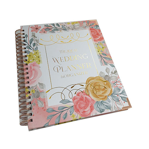 Custom Logo Planner Journal A4 Spiral Hardcover Pink Wedding Planner Book And Wedding Guest Book 