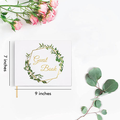 Hardcover White Wedding Guest Book With Gold FHardcover White Wedding Guest Book With Gold Foil And Gilded Edges Guest Book Sign in Bookoil And Gilded Edges Guest Book Sign in Book 