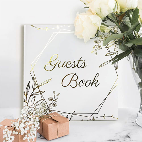 Wedding Guest Book Custom Hardcover Linen Cover Printed For Wedding With Pen 