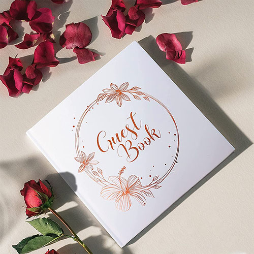 Customized Floral Wedding Guest Book for Reception With Gold Foil Logo Guest Book For Wedding