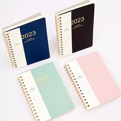 365 Days Planner Agenda Motivational 2023 Softcover Gold Spiral Student Planner Office Supplies Custom Printing
