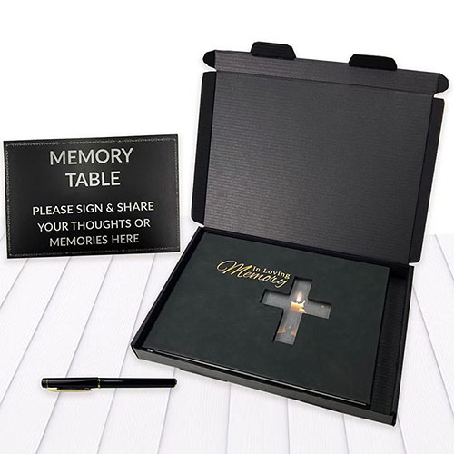 Custom hardcover Pu leather cover funeral guest book memory printing service for funeral